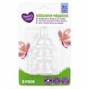 Parent's Choice Fast Flow Silicone Nipples for Standard Neck Infant Baby Bottles, Age 6+ Months, Soft, Vented, Clear, BPA Free, 3 Count - 1 Pack