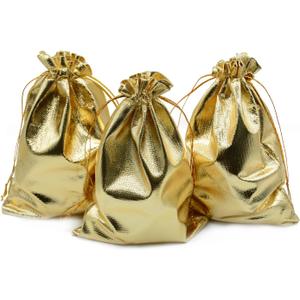 Pack of 100 3.54"x4.72" Heavy Duty Gold Drawstring Organza Jewelry Pouches Wedding Party Christmas Favor Gift Candy Chocolate Bags (Gold, 3.54"x4.72")