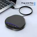 Conference Speakerphone with 360 Voice Pickup, AI Noise Reduction & Echo Cancellation, USB Plug and Play Desktop Microphone Speaker for Zoom, Teams, Skype, Home Office & Online Meetings