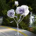 Giant Artificial Flower Decor,Oversized Gradient Organza Flower with Bendable Stem,DIY Shape Fake Flower Sculpture with Heavy Base for Wedding,Event,Party & Photo Backdrop,Store Display(purple)