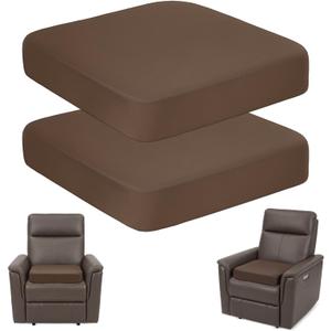 Geetery 2 Pcs Recliner Seat Cushions for Elderly 20 x 20 x 4 Inch Thick Chair Cushion for Long Sitting Foam Curved Edge Wedge Seat Pad with Non Slip Backing and Washable Cover for Chair, Couch(Brown)