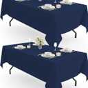 Pureegg Rectangle Table Cloth 60" x 102"  Durable Polyester Tablecloth Offers Reusable & Washable Protection, Ideal for Outdoor Party, Picnic, Wedding, Banquet and Birthday, 2 Pack, Navy Blue