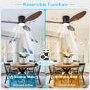 Depuley Flush Mount Ceiling Fan: 52-Inch Black Ceiling Fans with Lights for Bedroom Indoor Outdoor - Low Profile Ceiling Fans with Remote Control 24W 3CCT Dimmable 3 Reversible Walnut Blades 6 Speeds