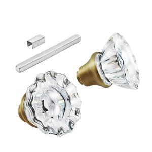 newliplace 1 Pack Glass Door Knobs Interior Mortise Lock Replacement Set with Spindle, Vintage Crystal Door Knobs for Replacing Broken Old Antique Lock Sets on Interior Door, Antique Brass Finish