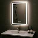 LED Bathroom Mirror, 20x28 in Vanity Mirrors with Backlit Lights for Shaving, Fogless Makeup Mirror Wall Mounted with Demister, Dimmable 3 Color Lighting, IP54, Vertically Only