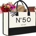 30th/40th/50th/60th/70th Birthday Gift Canvas Tote Bag for Women, Keepsake Beach Bag Party Birthday for Her (Basic)