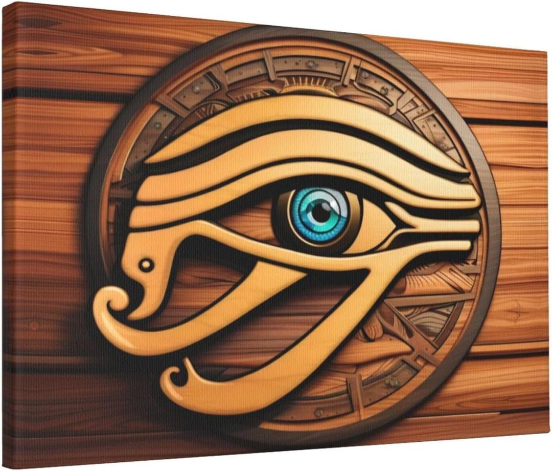 Canvas Wall Decor Art Painting Print, Egyptian Horus Eye Home Decoration Artwork Framed Picture Ready To Hang 12x18 Inches