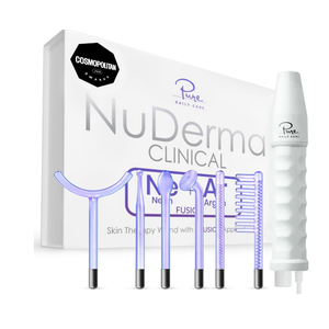 Pure Daily Care NuDerma Clinical Portable Skin Therapy Wand, Machine with 6 Fusion Neon + Argon Wands – Anti Aging  Clarifying  Skin Tightening & Radiance  Wrinkle Reducing