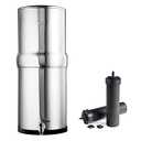 Boroux Legacy Gravity-Fed Countertop Stainless Steel Water Filter System | 3 Gallons with 2 Authentic Black Foundation. Filters