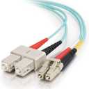 C2G 21625 OM3 Fiber Optic Cable - LC-SC 10Gb 50/125 Duplex Multimode PVC Fiber Cable, TAA Compliant, Aqua (49.2 Feet, 15 Meters) (Made in the USA)