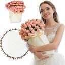 Handmade Crochet Blanket with 68Handmade Flowers, 43.31 Inch Diameter Convertible Bouquet Throw Blanket for Sofa Bed Couch, Valentine's Day Gift (PinkRose, 43.31inch)