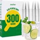 300 Pack 9 OZ Clear Plastic Cups, Disposable Crystal Punch Cup, PET Plastic Party Cups for Iced Beverages, Juice and Cold Drinks