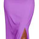 PRETTYGARDEN Women's Summer One Shoulder Long Formal Dresses Sleeveless Ruched Bodycon Cocktail Evening Slit Maxi Dress (Bright Purple, Small)