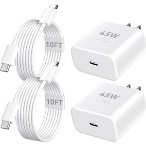 iPhone 16 Pro Max Charger Fast Charging, 45W Super Fast USB C iPhone 16 Charger Block with 10FT Long Charging Cord Cable for iPhone 16 Pro Max/16 Pro/16/16 Plus, 15 Pro Max/15 Pro/15, Android Phone (white)
