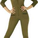 Morph Womens Aviator Costume Fitted Flight Suit Halloween Outfit Military Style for Women (Large)