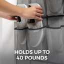 HOME GENIE Over the Door Hanging Shoe Organizer, 24 Breathable Mesh Pockets, Closet Rack Storage Holder, Stay in Place Hooks Hang on Closets, Hanger Holds Up to 40 lbs for Shoes, Accessories, Gray (Pack of 1)