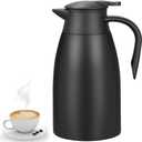 70 Oz Insulated Thermal Coffee Carafe Stainless Steel Double Walled Vacuum Coffee Thermos, Hot Water, Tea, Hot Beverage Dispenser, Keep 24 Hour Heat Retention/12 Hour Cold Retention (Black, 2L)