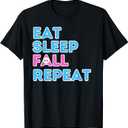 Eat Sleep Fall Repeat Video Game Guys Video Gamer T-Shirt, M