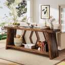 Tribesigns 70.86-Inch Farmhouse Console Table, Industrial Narrow Long Sofa Entryway Table with Storage, 2-Tier Wood Couch Foyer Accent Table for Living Room, Hallway, Entrance (Brown)