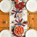 Artoid Mode Eucalyptus Daisy Sunflower 4th of July Table Runner, Patriotic Memorial Day Kitchen Dining Table Decoration for Home Party Decor 13x90 Inch