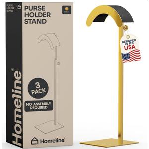 Purse Holder Stand Freestanding Purse Rack Stand Adjustable 3-Pack Purse Holder/Purse Display Stand with Velvet Cradle, Weighted Non-Slip Base, No Assembly Required