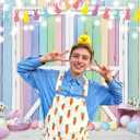 XCKALI Spring Easter Backdrop Colorful Wood Pastel Easter Eggs Flowers Photography Background Party Decoration (8x6ft)