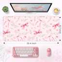 HAOCOO Pink Coquette Desk Mat, Cute Large Mouse Pad for Keyboard, Non-Slip Waterproof Desk Pad, Office Desktop Mat with Stitched Edges, Desk Decor for Women Office Aesthetics