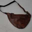 Genuine Leather Sling Bag for Men and Women Lightweight Crossbody Shoulder Bag Chest Purse Sling Backpack (Brown)