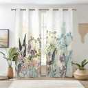 Renaiss Wildflowers Blackout Curtains Vintage Botanical Floral Plant Thermal Insulated Window Drapes for Bedroom 29W x 55L inches 2 Panel Set Window Curtain Panels for Kitchen