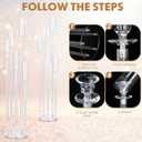 Vesici 2 Pcs 5 Arm 46.4 x 8.7 Inch Acrylic Candelabra Centerpieces for Wedding Table Clear Tall Candlesticks Holder Large Acrylic Candle Holder for Ceremony Floor Home Dinner Party, Fit 0.8 LED Candle