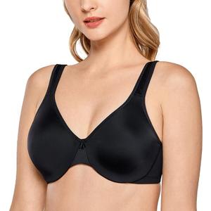 DELIMIRA Women's Plus Size Underwire Full Coverage Seamless Minimizer Bra (40C, Black)
