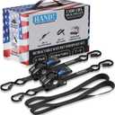 HandT USA Based Retractable Ratchet Straps (2PK) 1in x 6ft - 1,500lb Break Strength, Heavy Duty Automatic Ratchet Straps Self Retractable Tie Down, Push Button Retracting Truck Trailer Cargo | Black (1in x 6ft - 2 Pack)