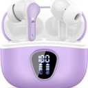Wireless Earbuds, Bluetooth 5.4 Headphones HiFi Stereo, Bluetooth Earbuds with ENC Noise Cancelling Mic,IP7 Waterproof in Ear Earphones, 48H, LED Display Ear buds for Pad Phones Workout Sports, Purple