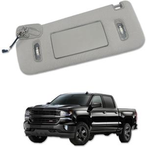 Left Side Sun Visor with LED Light Makeup Mirro Fit for 2015-2019 Cadillac Escalade, Chevrolet Silverado/Suburban/Tahoe, GMC Sierra Denali/Yukon/XL, 22870346, 23198866, 23459655, 23459654, 84247192