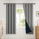 Rinwoc 100% Blackout Curtains 72 inch Length 2 Panels Set for Dining Room Master Room, Thick Soft Linen-Look Textured Full Light Blocking Room Darkening Thermal Insulated Drapes (W52xL72, Grey)