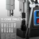 ZELCAN Mag Drill Press with 11 Pcs Bits, 1550W Portable Magnetic Drill Press with 2" Boring Diameter, 0-580 rpm Stepless Speed & Reversible Direction, 2922 lbf Power Magnetic for Metal Surface