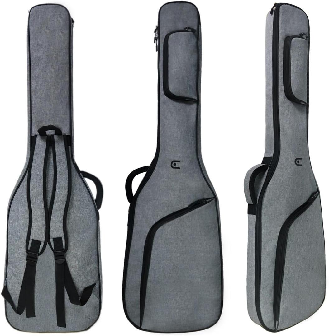 Bass Guitar Bag Gig Bag, Electric Bass Guitar Case Bass Backpack 12mm Padding Lightweight with Pockets Adjustable Straps
