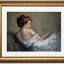 VIYYIEA Gold Framed Wall Art Canvas Print Home Decor Portrait Wall Art Sitting Woman Vintage Decor Room Aesthetic Mid Century Lady Elegant Farmhouse Painting Wall Decor for Bedroom Bathroom 13x16in (Figure Crouching)