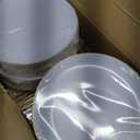 Rubtlamp 200Pcs Gold Plastic Dessert Plates,White Appetizer Platos with Gold Disposable Forks, Fancy Small Dessert/Cake Plates Include 100pcs 7.5" Salad Platos, 100pcs 7.6" Plastic Forks for Party