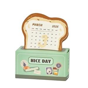 Small Toaster Desk Calendar 2026-2027, 18 Month Bread Page Calendar with To-Do List & Notes, DIY Assembly, Functional Desk Organizer for Productivity & Planning
