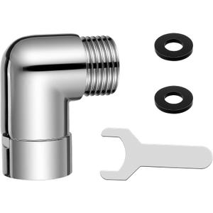 90 Degree Shower Head Elbow Adapter, All Metal Handheld Shower Arm Elbow Adapter Showers Arm Extension for Wall Mounted and Hand Showers(Chrome)