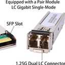 A Pair Gigabit Ethernet SFP Fiber Media Converters with Dual Core LC Transceiver Module, Single-Mode LC, SMF RJ45 to SFP Slot up to 20KM, 10/100/1000Base-Tx to 1000Base-SX (2 Pack)