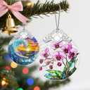 3 x Christmas Ornament, Christmas Decoration, Stained Glass Ornament, Heirloom Keepsakes, Holiday Ornaments, Holiday Presents, Unique Xmas Gifts, Gift Exchange Ornaments, Gift Idea - Orchid Flower