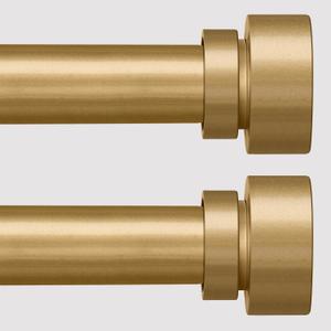 Lootkell 2 Pack Modern Gold Curtain Rods Set for Windows 28 to 48 Inches Adjustable Length Heavy Duty 1" Diameter Window Curtain Rod with Decorative Finials for Outdoor Bedroom Kitchen Living Room