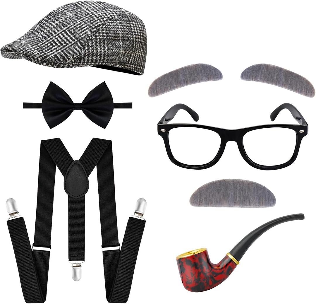 100 Days of School Costume  Old Man Grandpa Vest Set with Hat and Glasses for Holloween