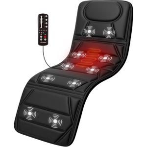 Snailax Massage Mat with Heat, Back Massage Pad for Bed, Chair, 10 Motors Vibrating Massage Mattress Pad with 2 Heating Pads for Back, Full Body Massager