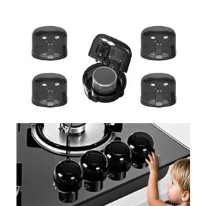 Kids Stove Knob Safety Cover 5-Pack Baby Resistant Kitchen Oven Knob Lock Universal Gas Burner Child ResistantBlack