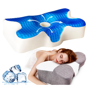 Cooling Gel Bed Memory Foam Pillow, Cervical Contour Pillows with Dual-Height Design for Neck Pain Relief, Support for Side Back Stomach Sleepers,Soft(Queen)