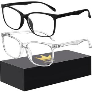 hunsquer Blue Light Glasses for Women Blue Light Blocking Glasses Men Computer Gaming Blue Screen Glasses Mens Blue Light Blocker Glasses (1black+transparent)