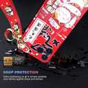 Compatible with iPhone 15 Pro Max Case, 6.7 inch Cute Japanese Lucky Cat Design, Glitter Luxury Soft 3D Phone Case with Wrist Strap, Compatible with iPhone 15 Pro Max (Red)